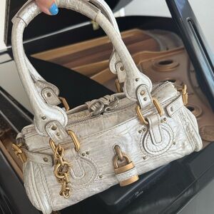 CHLOE Paddington Metallic Silver Leather Top-Handle ,all inclusive